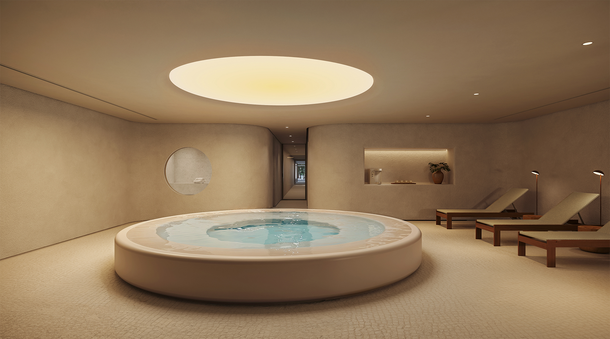 Spa com jacuzzi privativa e iluminação cenital — VIE Vieira Souto