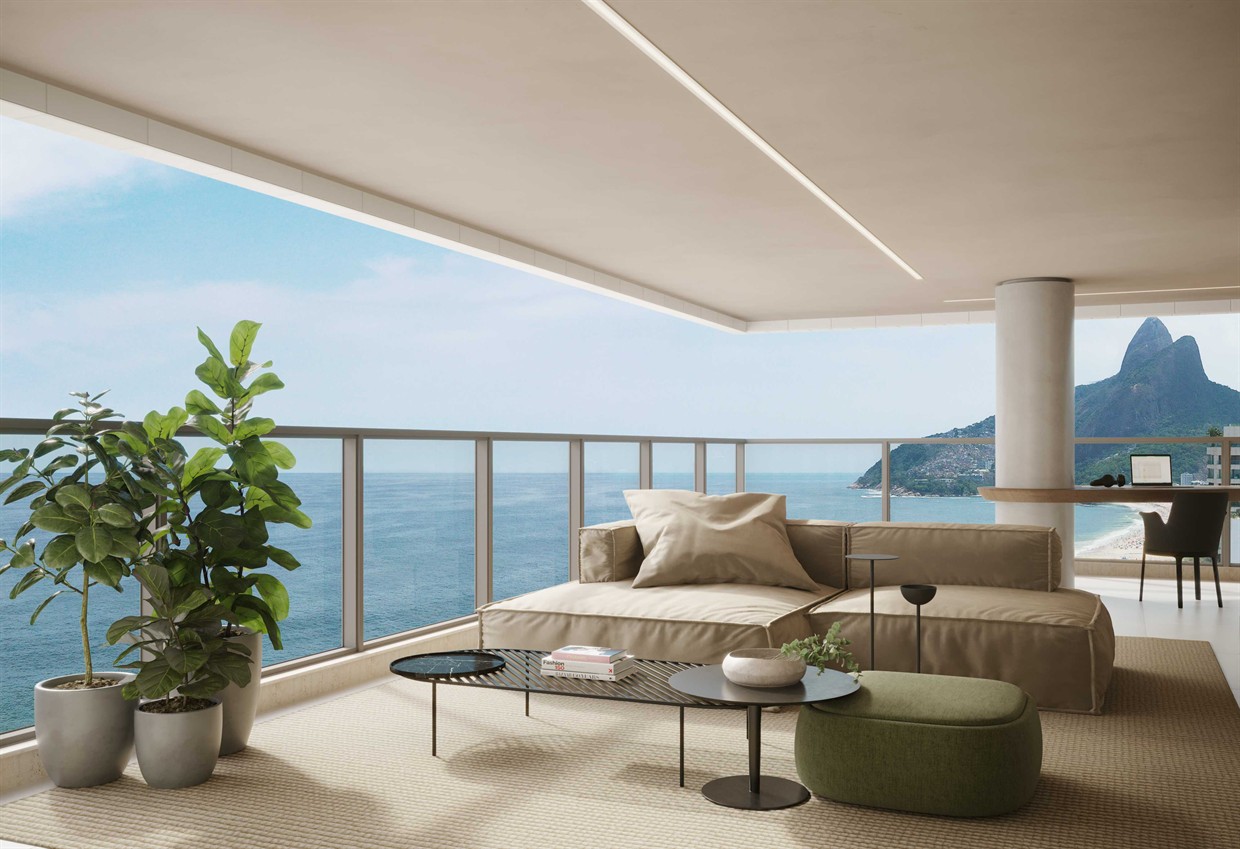 Apartamento tipo com varanda e vista mar no IPA Ipanema
