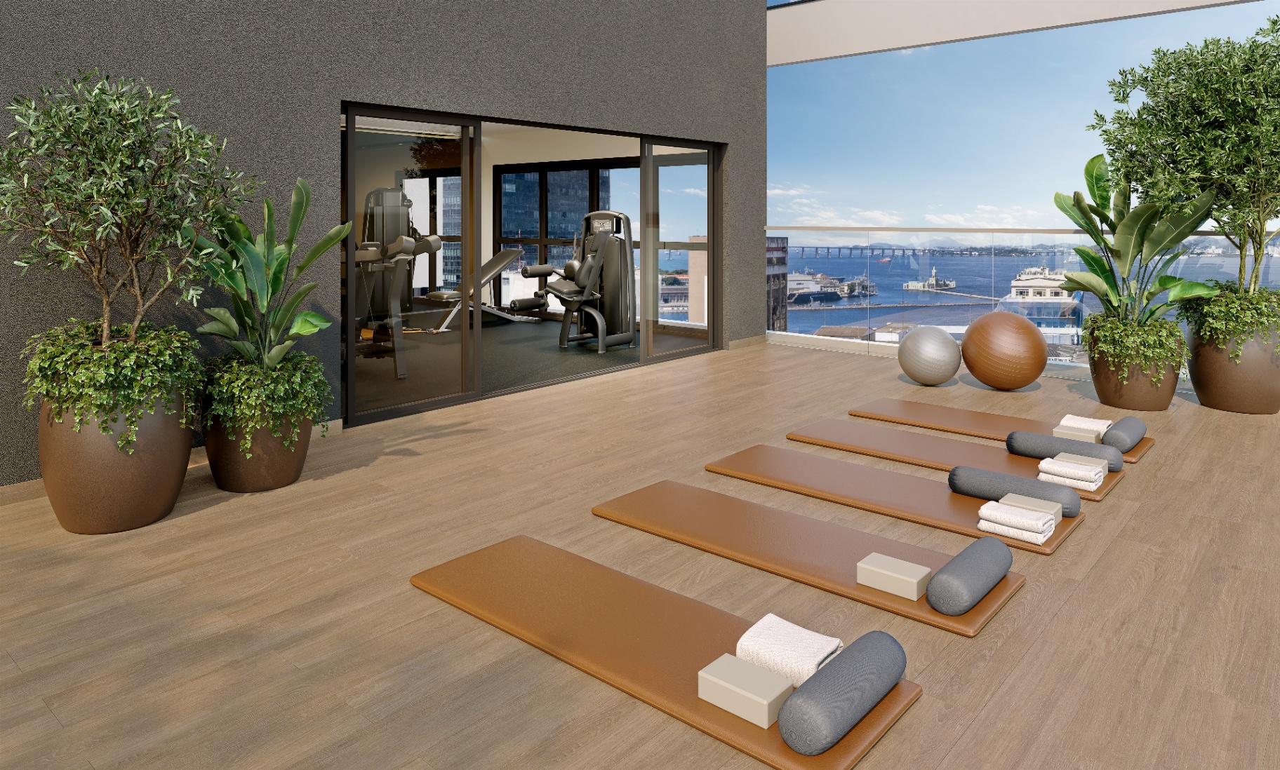 Fitness externo com vista para o Centro do Rio — Connect Centro